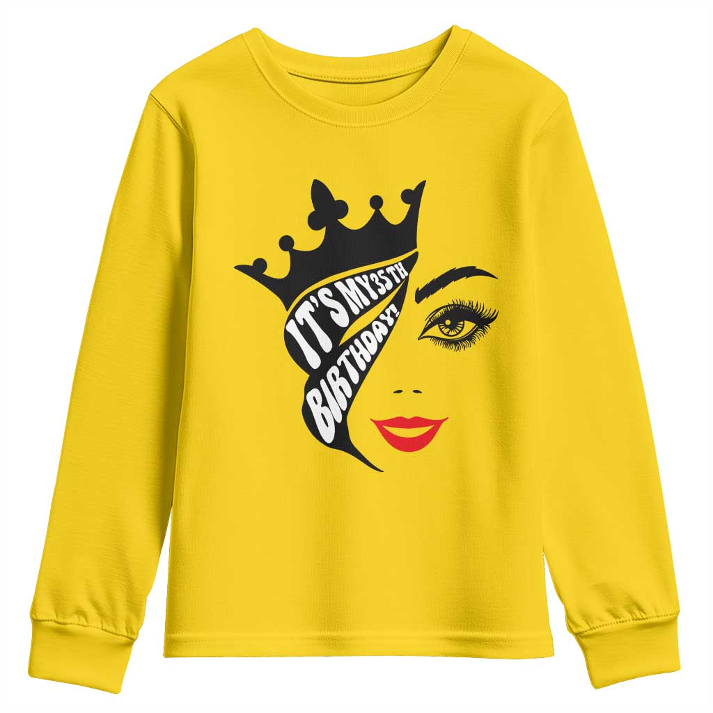 Its My 35th Birthday Youth Sweatshirt Birthday Queen Crown Gift For Women TS12 Daisy Print Your Wear
