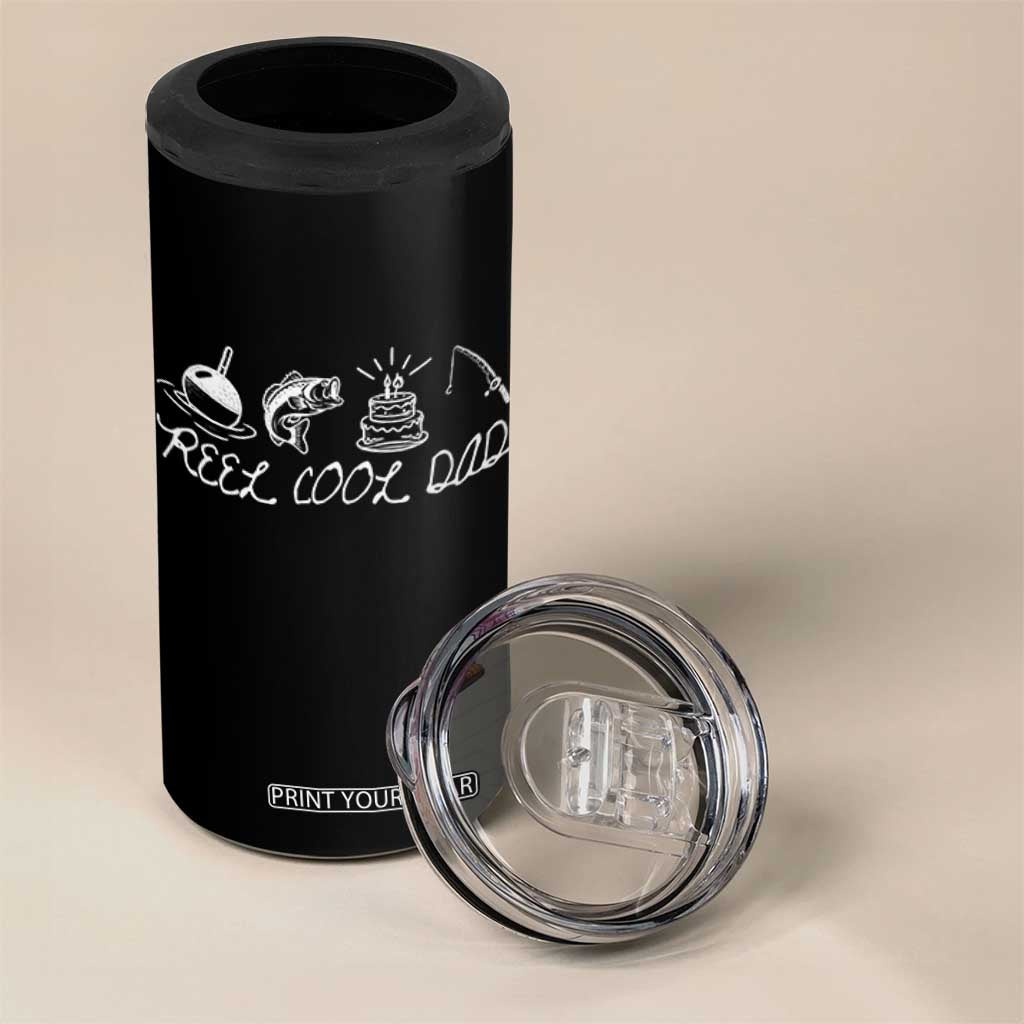 Reel Cool Dad 4 in 1 Can Cooler Tumbler Funny Fishing Dad Birthday Gift TS12 Print Your Wear