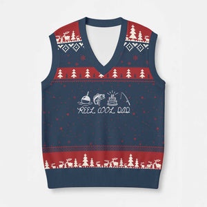 Reel Cool Dad V-Neck Knit Sweater Vest Funny Fishing Dad Birthday Gift TS12 Navy Red Print Your Wear