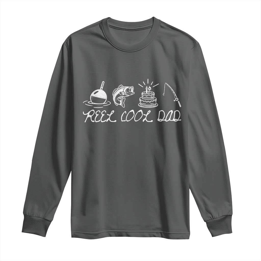 Reel Cool Dad Long Sleeve Shirt Funny Fishing Dad Birthday Gift TS12 Dark Heather Print Your Wear