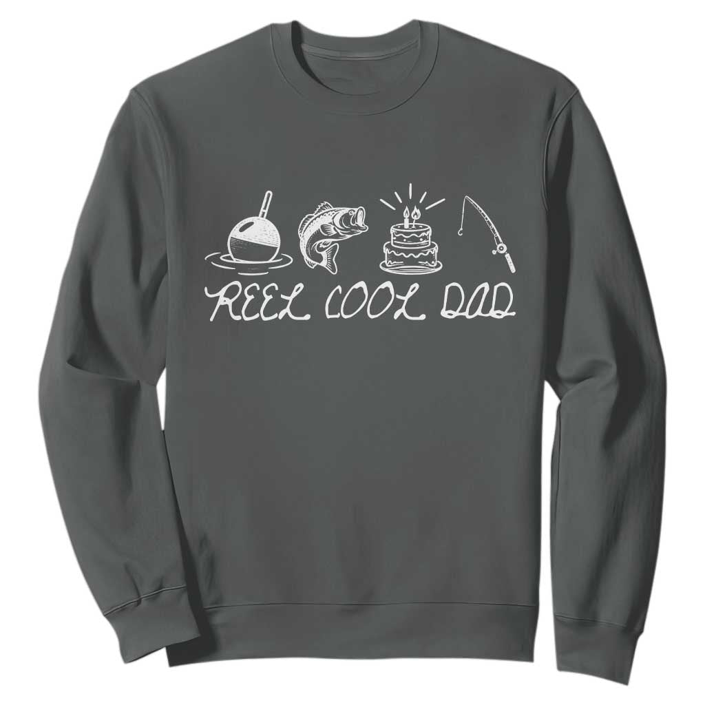 Reel Cool Dad Sweatshirt Funny Fishing Dad Birthday Gift TS12 Dark Heather Print Your Wear