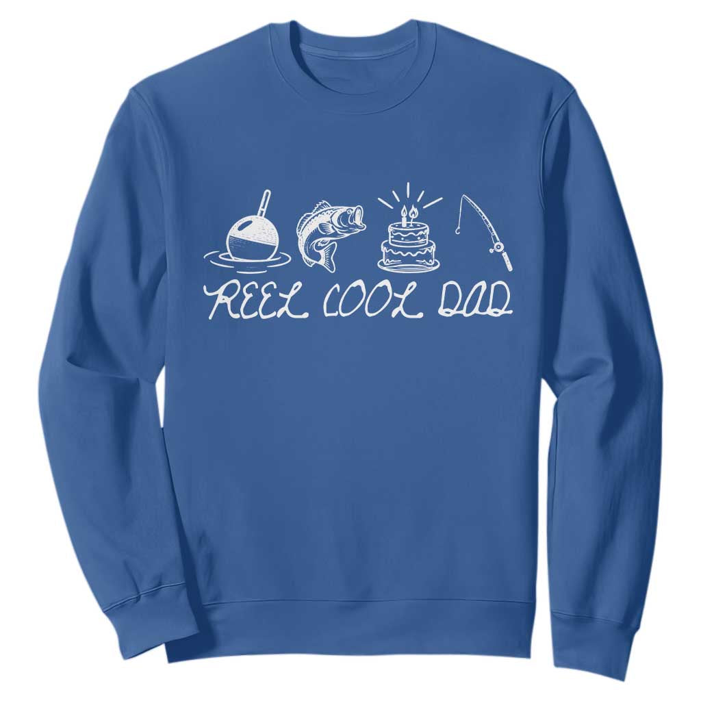Reel Cool Dad Sweatshirt Funny Fishing Dad Birthday Gift TS12 Royal Blue Print Your Wear