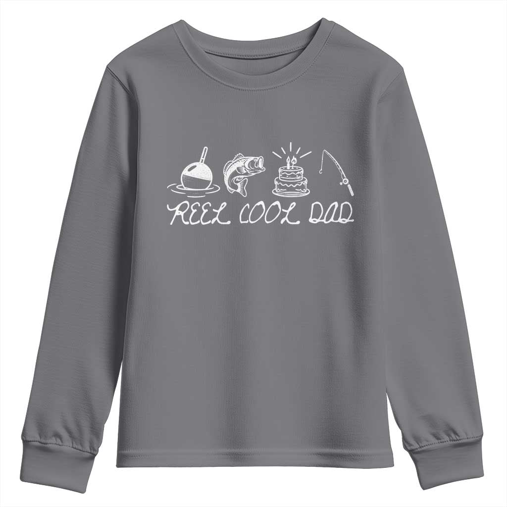 Reel Cool Dad Youth Sweatshirt Funny Fishing Dad Birthday Gift TS12 Charcoal Print Your Wear