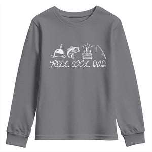 Reel Cool Dad Youth Sweatshirt Funny Fishing Dad Birthday Gift TS12 Charcoal Print Your Wear