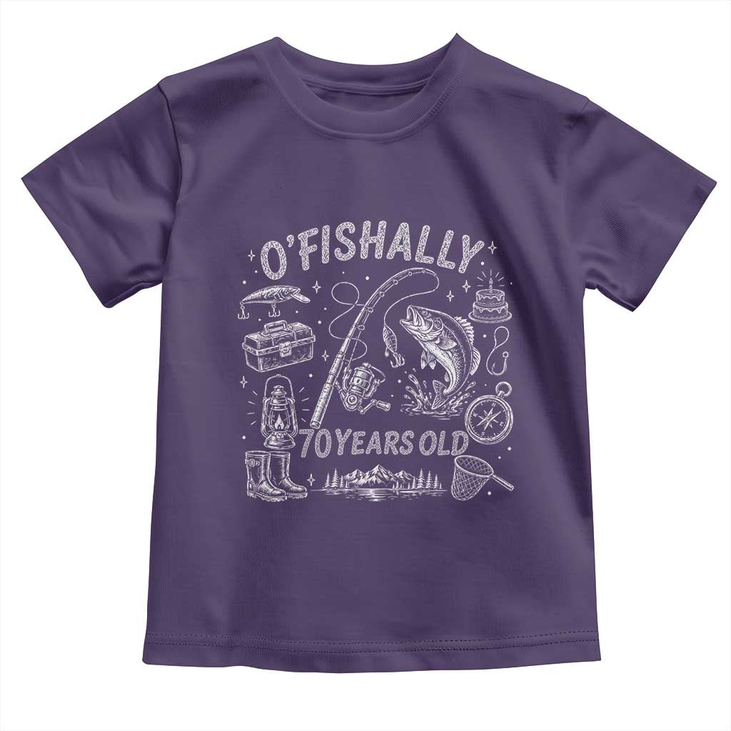 O'Fishally 70 Years Old Toddler T Shirt Funny Fisherman Birthday Graphic TS12 Purple Print Your Wear