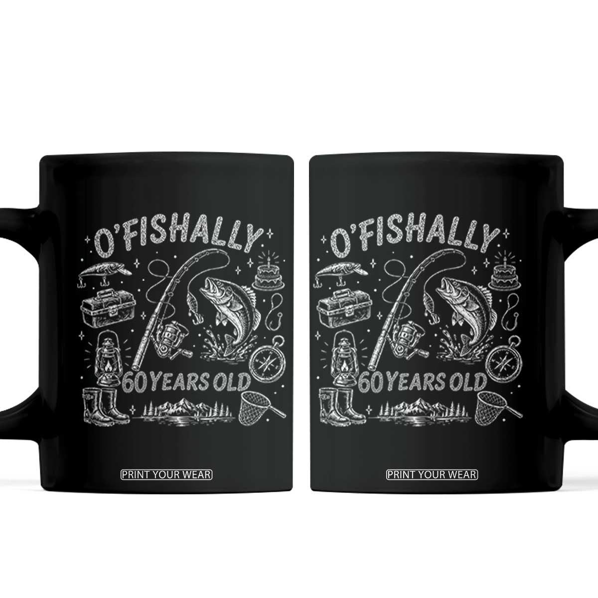 O'Fishally 60 Years Old Coffee Mug Funny Fisherman Birthday Graphic