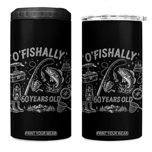 O'Fishally 60 Years Old 4 in 1 Can Cooler Tumbler Funny Fisherman Birthday Graphic TS12 One Size: 16 oz Black Print Your Wear