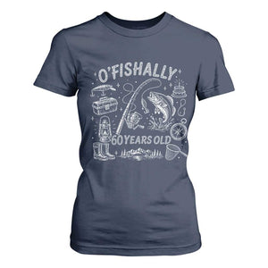 O'Fishally 60 Years Old T Shirt For Women Funny Fisherman Birthday Graphic TS12 Navy Print Your Wear