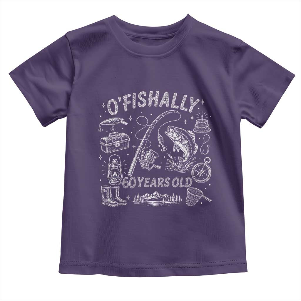 O'Fishally 60 Years Old Toddler T Shirt Funny Fisherman Birthday Graphic TS12 Purple Print Your Wear