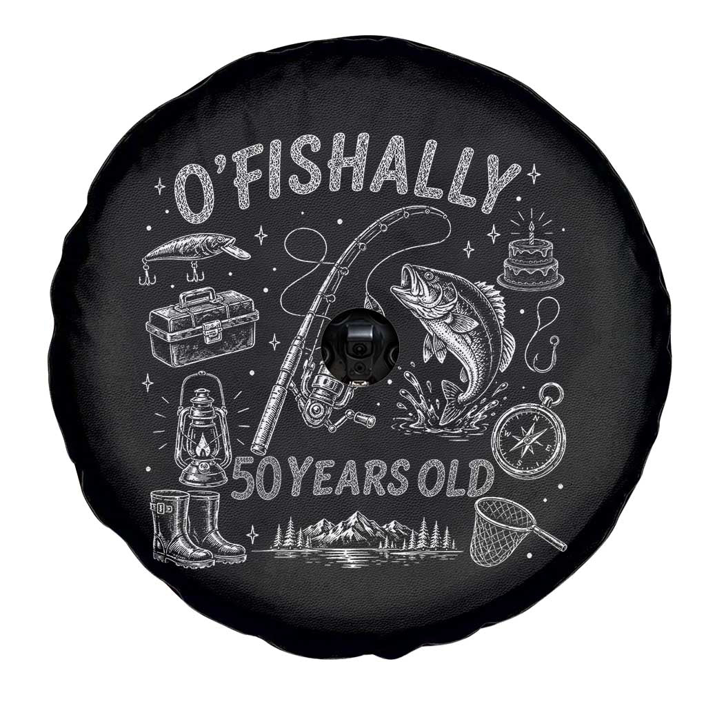 O'Fishally 50 Years Old Spare Tire Cover Funny Fisherman Birthday Graphic TS12 Print Your Wear