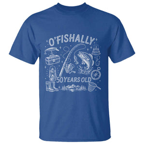 O'Fishally 50 Years Old T Shirt Funny Fisherman Birthday Graphic TS12 Royal Blue Print Your Wear