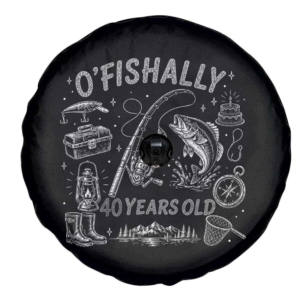 O'Fishally 40 Years Old Spare Tire Cover Funny Fisherman Birthday Graphic TS12 Print Your Wear