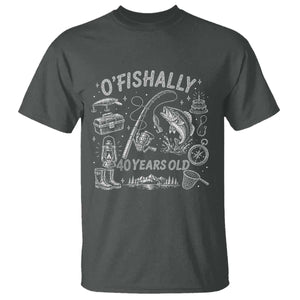 O'Fishally 40 Years Old T Shirt Funny Fisherman Birthday Graphic TS12 Dark Heather Print Your Wear