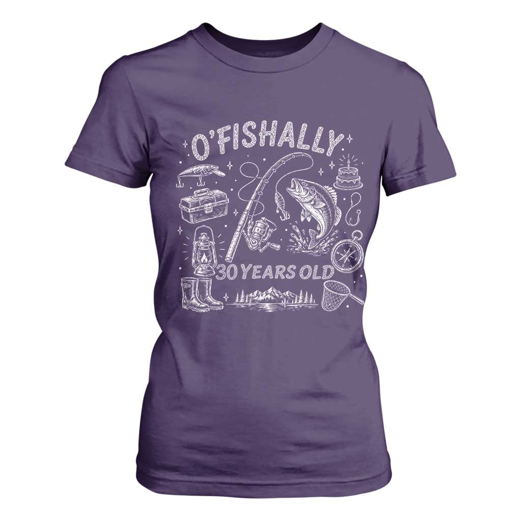 O'Fishally 30 Years Old T Shirt For Women Funny Fisherman Birthday Graphic TS12 Purple Print Your Wear