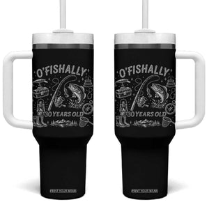 O'Fishally 30 Years Old Tumbler With Handle Funny Fisherman Birthday Graphic TS12 One Size: 40 oz Black Print Your Wear