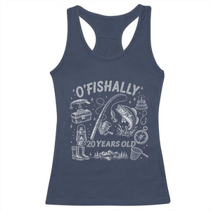 O'Fishally 20 Years Old Racerback Tank Top Funny Fisherman Birthday Graphic TS12 Navy Print Your Wear
