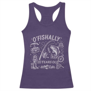 O'Fishally 20 Years Old Racerback Tank Top Funny Fisherman Birthday Graphic TS12 Purple Print Your Wear
