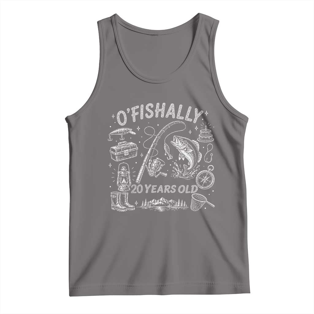 O'Fishally 20 Years Old Tank Top Funny Fisherman Birthday Graphic TS12 Deep Heather Print Your Wear