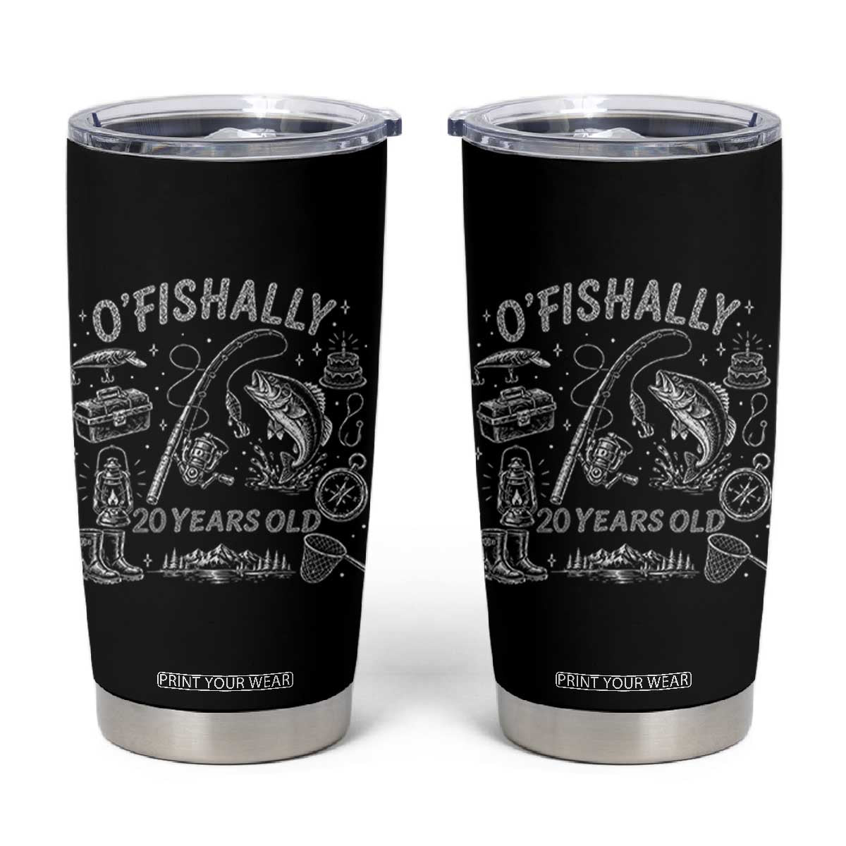 O'Fishally 20 Years Old Tumbler Cup Funny Fisherman Birthday Graphic