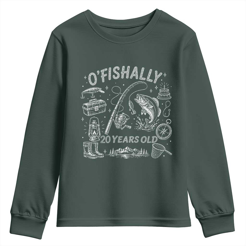 O'Fishally 20 Years Old Youth Sweatshirt Funny Fisherman Birthday Graphic
