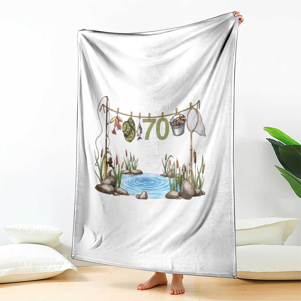 70th Birthday Fishing Throw Blanket Fisherman Birthday Party Gift TS12 Print Your Wear