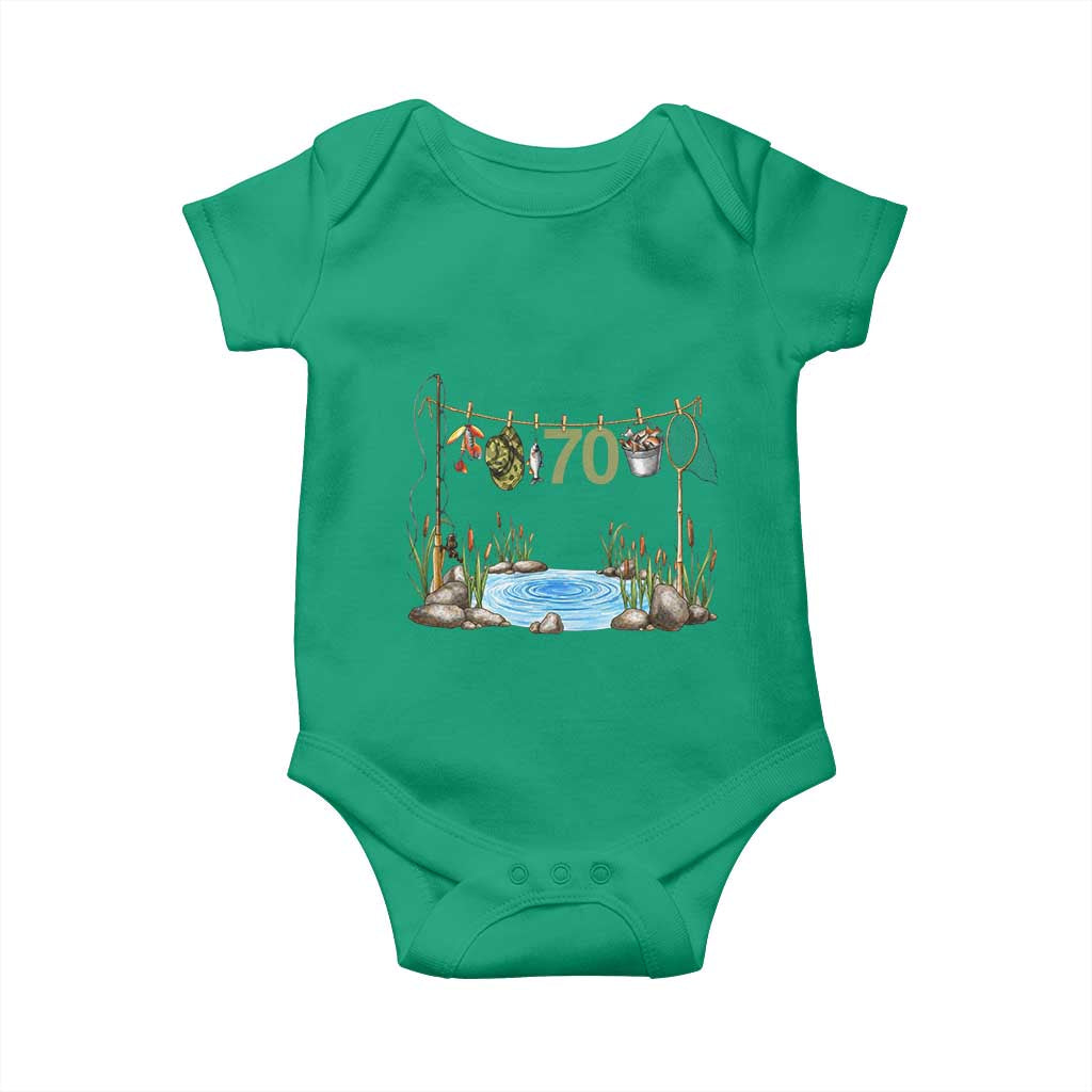 70th Birthday Fishing Baby Onesie Fisherman Birthday Party Gift TS12 Irish Green Print Your Wear