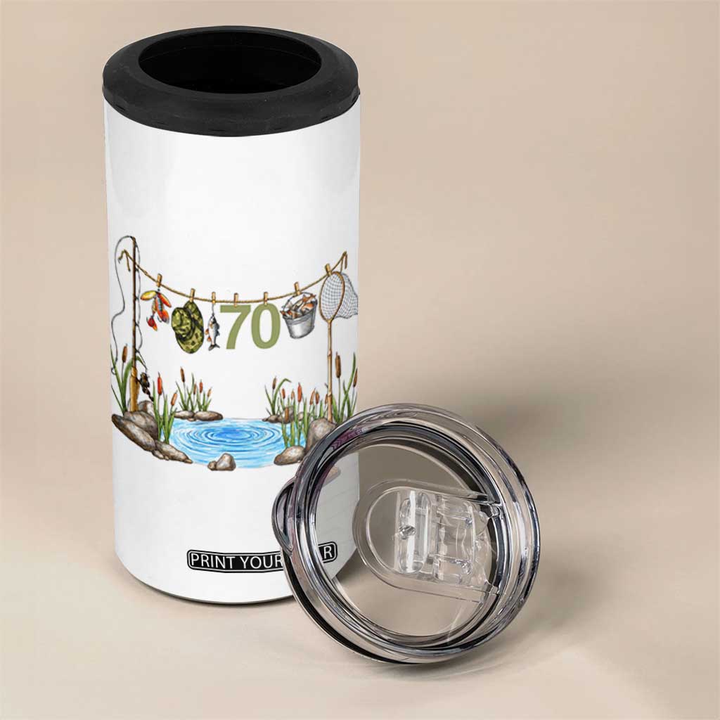 70th Birthday Fishing 4 in 1 Can Cooler Tumbler Fisherman Birthday Party Gift TS12 Print Your Wear