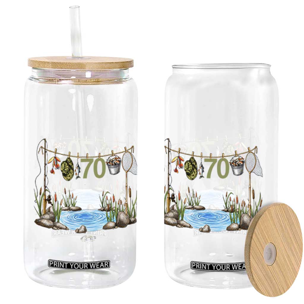 70th Birthday Fishing Glass Can Fisherman Birthday Party Gift TS12 Print Your Wear