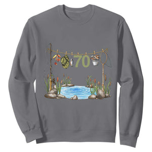 70th Birthday Fishing Sweatshirt Fisherman Birthday Party Gift TS12 Charcoal Print Your Wear
