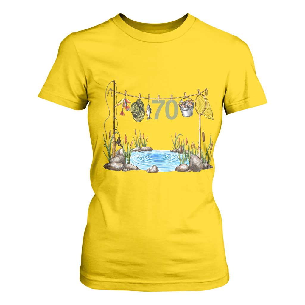70th Birthday Fishing T Shirt For Women Fisherman Birthday Party Gift TS12 Daisy Print Your Wear