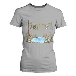70th Birthday Fishing T Shirt For Women Fisherman Birthday Party Gift TS12 Sport Gray Print Your Wear