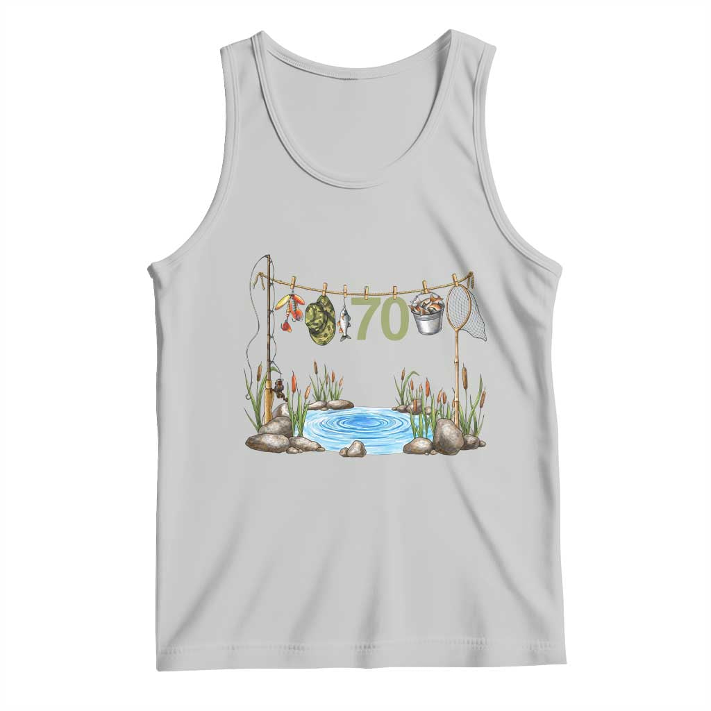 70th Birthday Fishing Tank Top Fisherman Birthday Party Gift TS12 Ash Print Your Wear