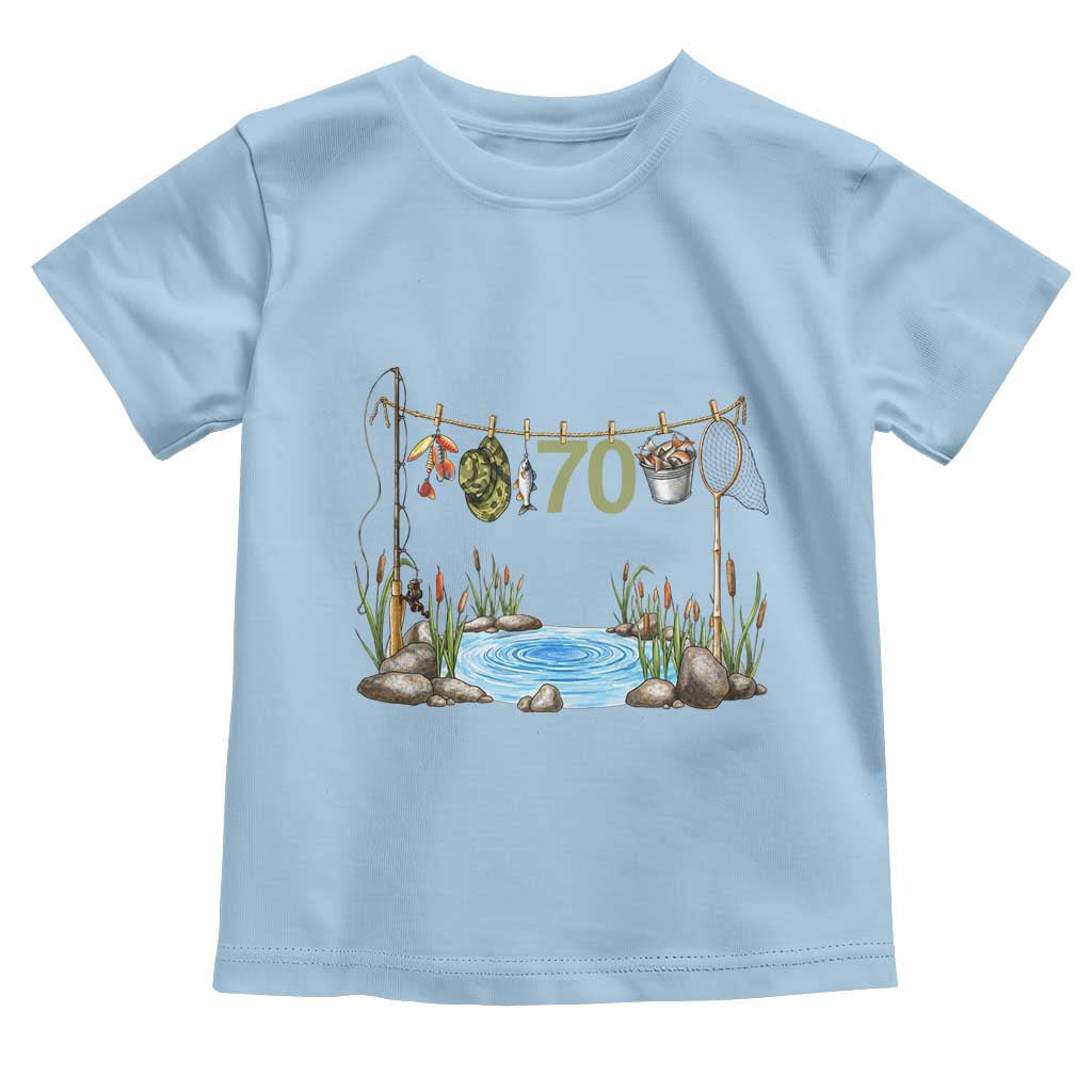 70th Birthday Fishing Toddler T Shirt Fisherman Birthday Party Gift TS12 Light Blue Print Your Wear