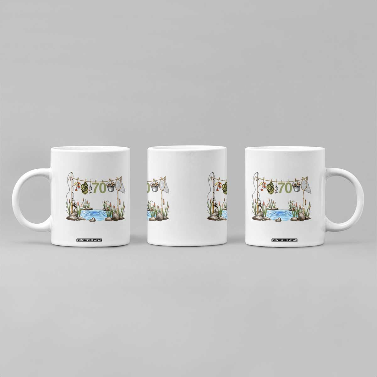 70th Birthday Fishing Coffee Mug Fisherman Birthday Party Gift TS12 Print Your Wear