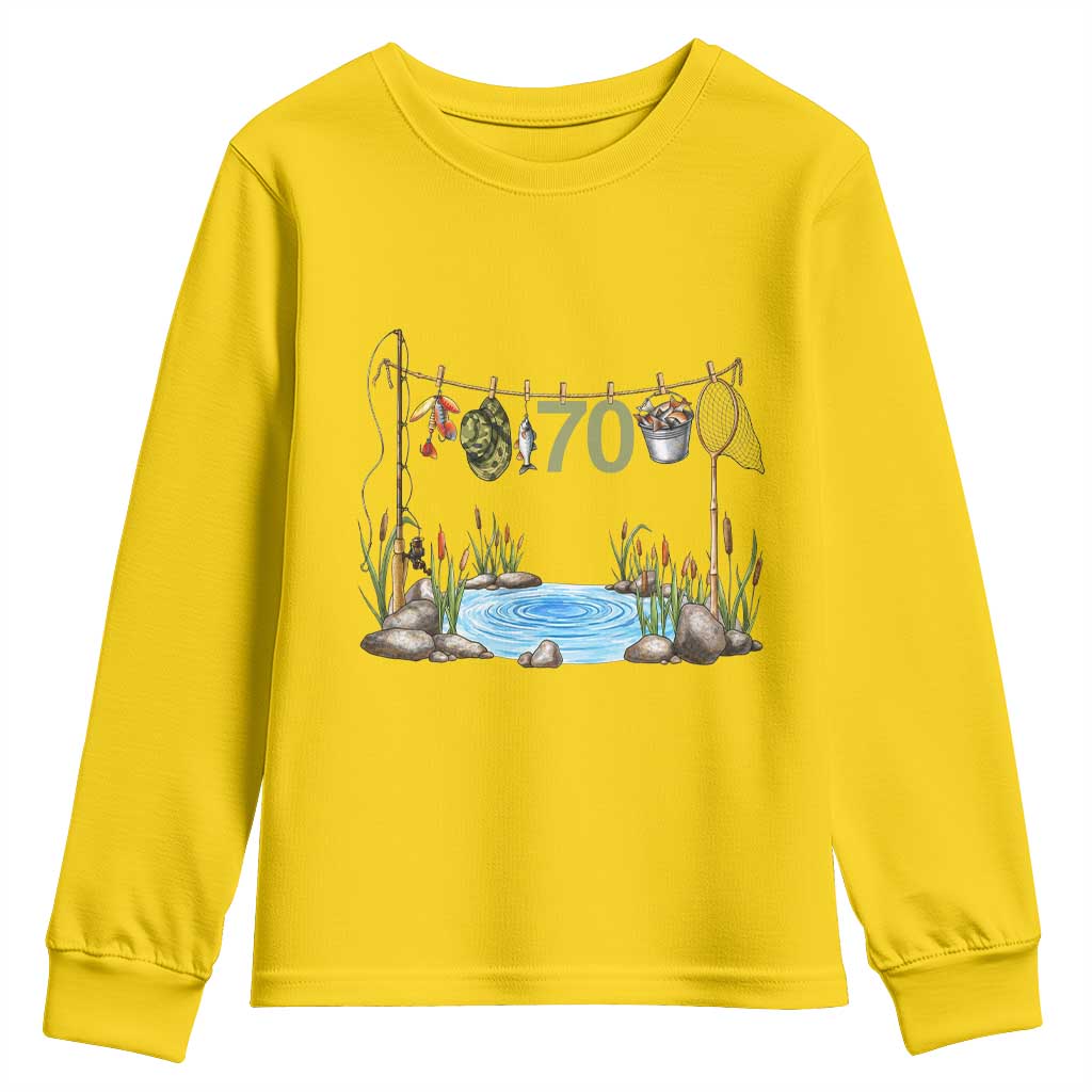 70th Birthday Fishing Youth Sweatshirt Fisherman Birthday Party Gift TS12 Daisy Print Your Wear