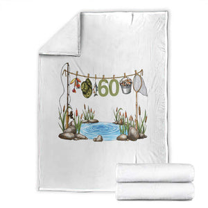 60th Birthday Fishing Throw Blanket Fisherman Birthday Party Gift TS12 White Print Your Wear