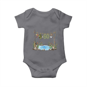 60th Birthday Fishing Baby Onesie Fisherman Birthday Party Gift TS12 Charcoal Print Your Wear