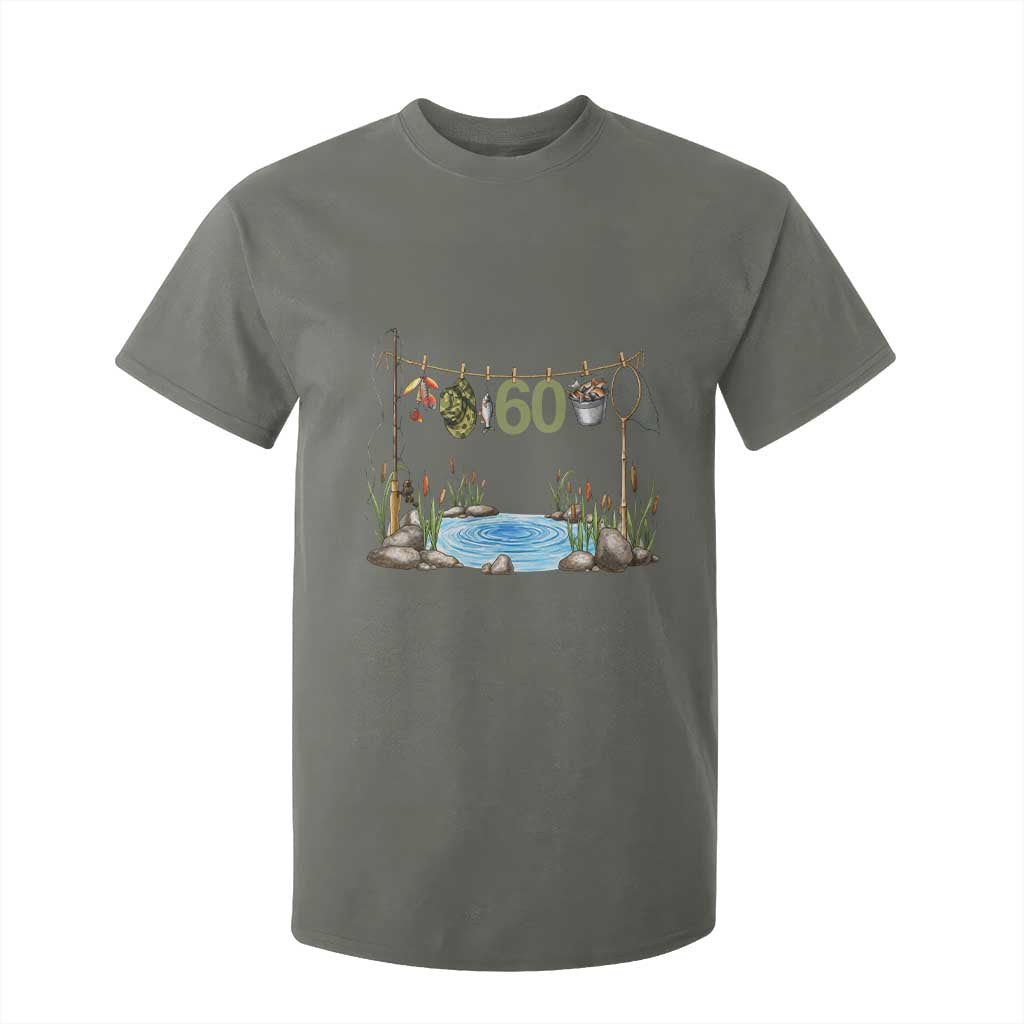 60th Birthday Fishing T Shirt For Kid Fisherman Birthday Party Gift TS12 Military Green Print Your Wear