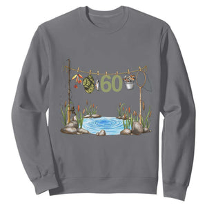 60th Birthday Fishing Sweatshirt Fisherman Birthday Party Gift TS12 Charcoal Print Your Wear
