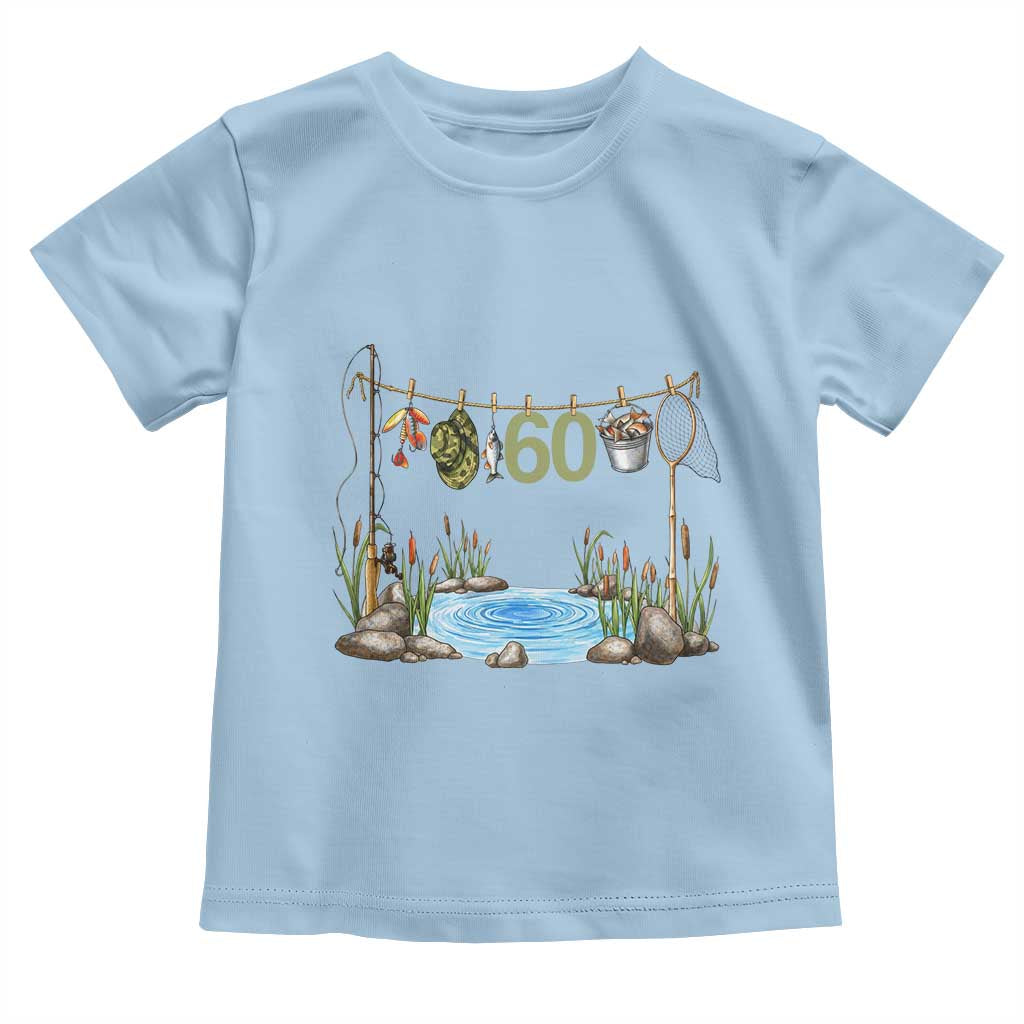 60th Birthday Fishing Toddler T Shirt Fisherman Birthday Party Gift TS12 Light Blue Print Your Wear
