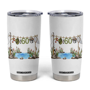 60th Birthday Fishing Tumbler Cup Fisherman Birthday Party Gift TS12 White Print Your Wear