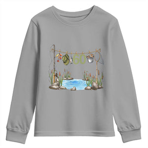 60th Birthday Fishing Youth Sweatshirt Fisherman Birthday Party Gift TS12 Sport Gray Print Your Wear
