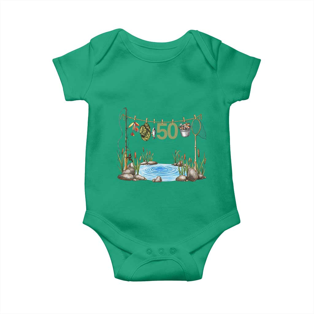 50th Birthday Fishing Baby Onesie Fisherman Birthday Party Gift TS12 Irish Green Print Your Wear