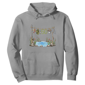 50th Birthday Fishing Hoodie Fisherman Birthday Party Gift TS12 Sport Gray Print Your Wear