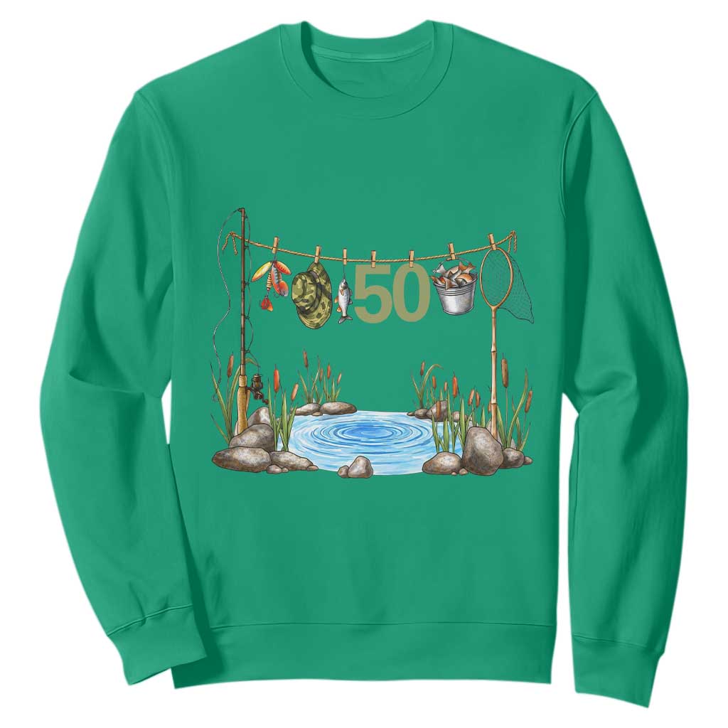 50th Birthday Fishing Sweatshirt Fisherman Birthday Party Gift