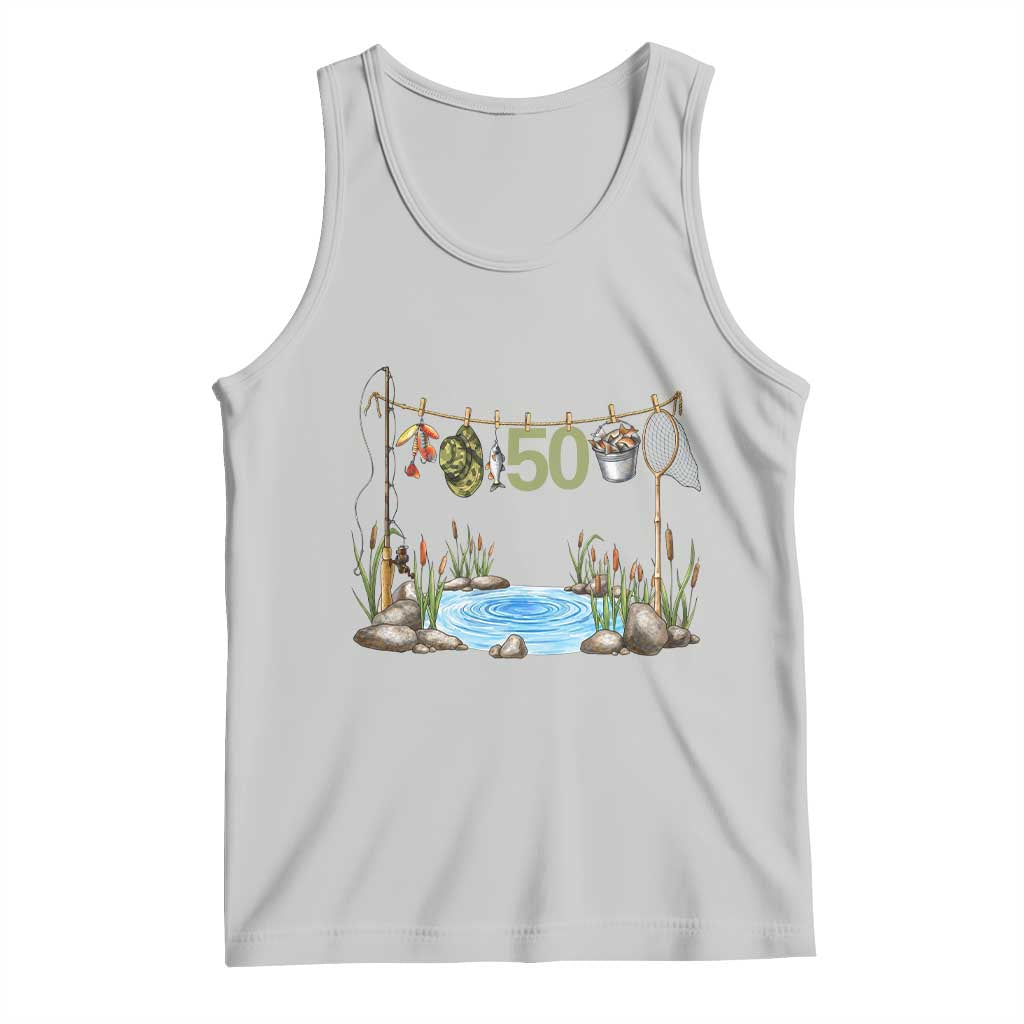 50th Birthday Fishing Tank Top Fisherman Birthday Party Gift TS12 Ash Print Your Wear