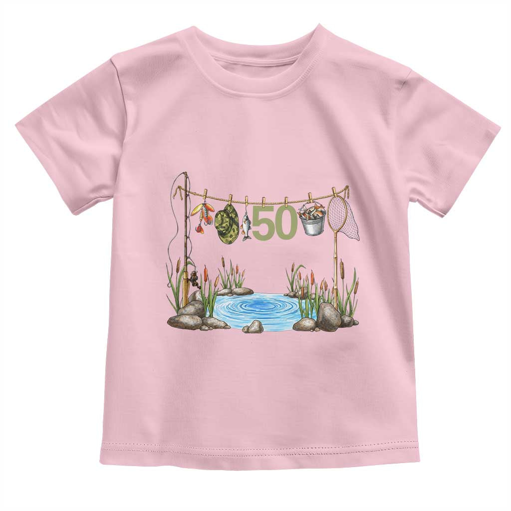 50th Birthday Fishing Toddler T Shirt Fisherman Birthday Party Gift TS12 Light Pink Print Your Wear
