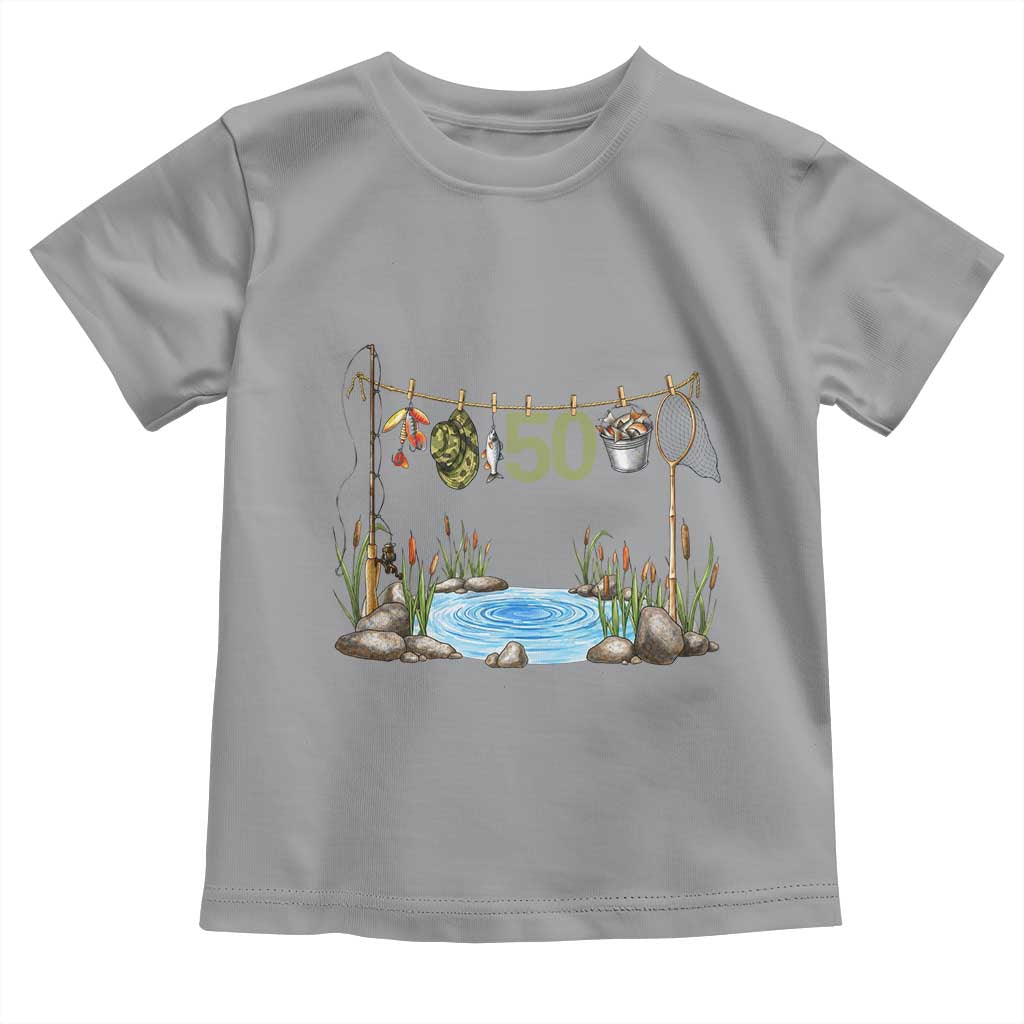 50th Birthday Fishing Toddler T Shirt Fisherman Birthday Party Gift TS12 Sport Gray Print Your Wear