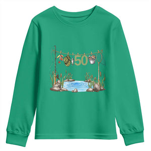 50th Birthday Fishing Youth Sweatshirt Fisherman Birthday Party Gift TS12 Irish Green Print Your Wear