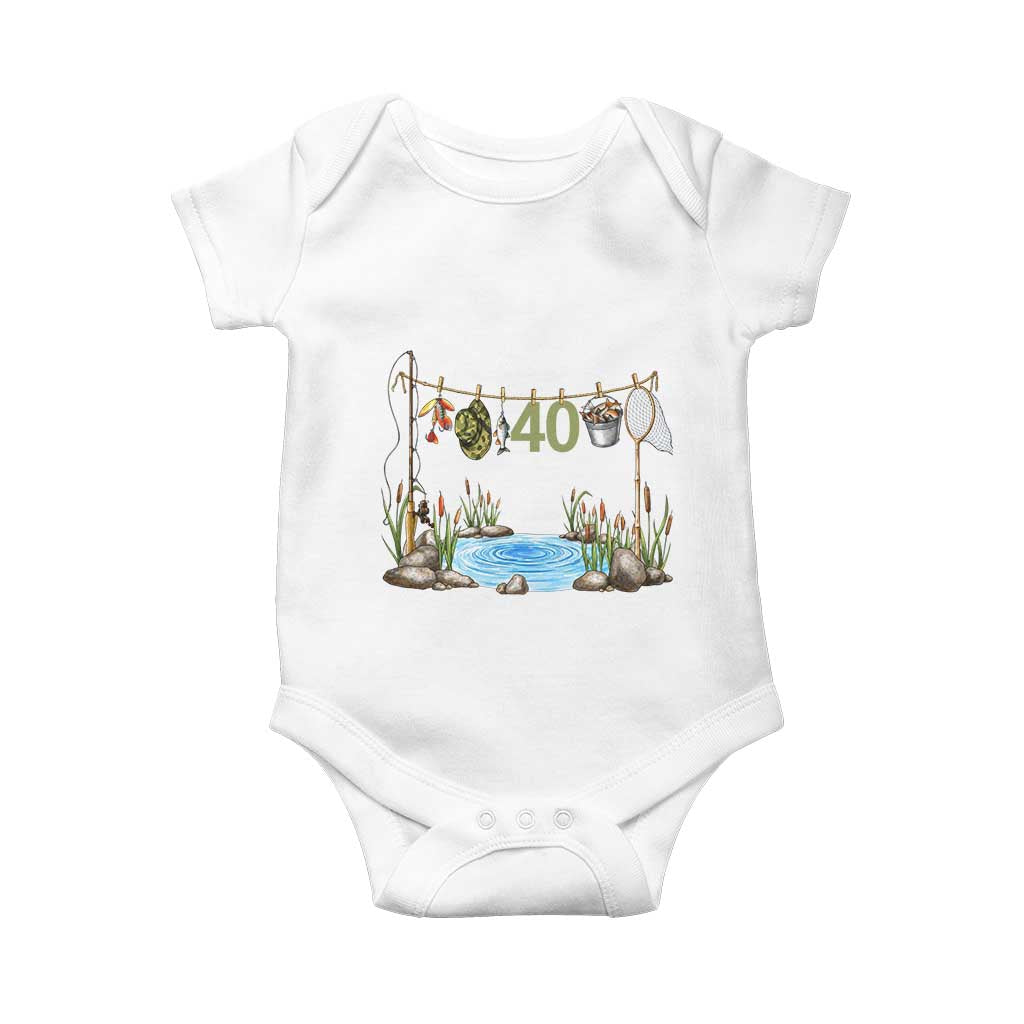 40th Birthday Fishing Baby Onesie Fisherman Birthday Party Gift TS12 White Print Your Wear